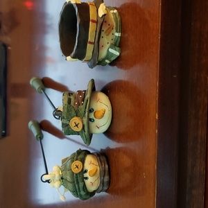 Candle Accessories: Snowman bundle 2 candle snuffers, 1 tea light holder-NWT